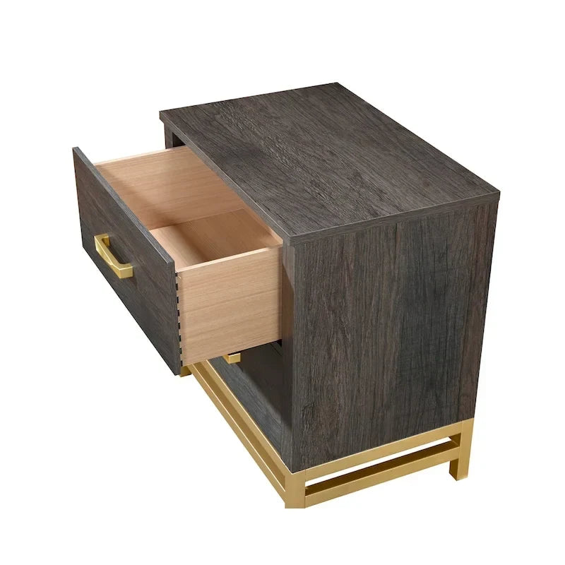 Ensemble de chambre à coucher 3 pièces Wedro marron foncé rustique à panneaux