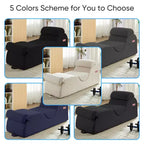 Mjkone Chaise Longue de Yoga en Velours Côtelé, Canapé de Yoga Incurvé avec Appui-Tête/Coussin Lombaire/Repose-Pieds Amovibles, Base Antidérapante