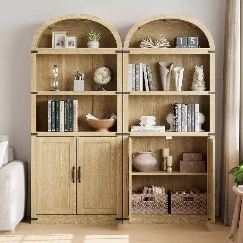 Bibliothèque avec portes Étagère arquée de 182 cm de haut Armoire de style campagnard avec étagères Bibliothèques en bois pour bureau à domicile, salon