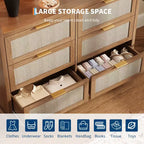 Commode à 6 tiroirs, commode en rotin avec grand espace de rangement, commode bohème, commode pour salon/placard/chambre à coucher, marron