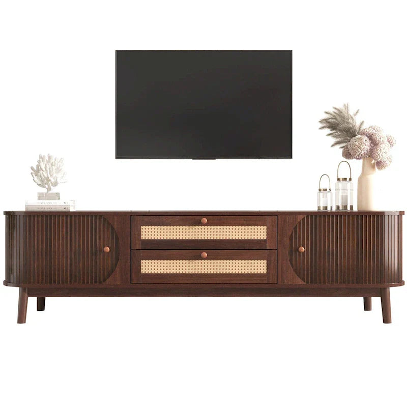 Meuble TV en rotin de style ferme moderne