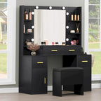 Coiffeuse avec prises intégrées et miroir éclairé, 55,1H x 43,3L x 15,74P
