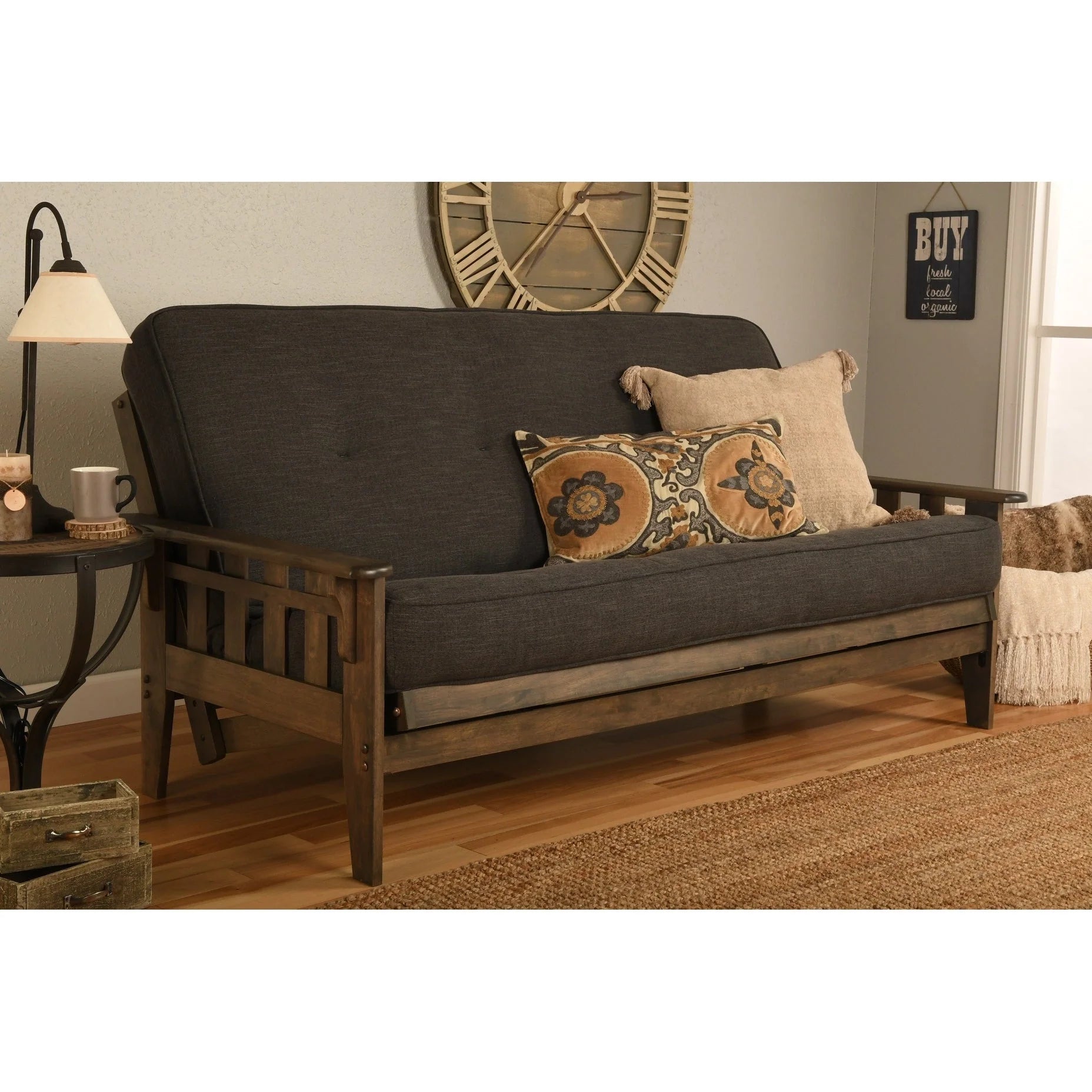 Ensemble de futon rustique pleine grandeur Somette Tucson en noyer avec matelas
