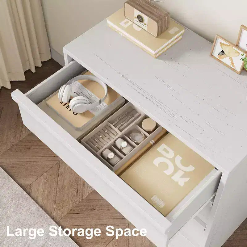 Commode de chambre à 4 tiroirs GustoWave, table de chevet blanche à 4 tiroirs avec grand rangement, petite commode de rangement pour entrée