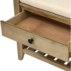Banc de rangement de ferme Acekool 35,4" avec coussin, banc d'entrée à 2 niveaux avec étagère et 2 tiroirs pour chambre, couloir, salon, finition gris délavé