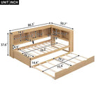 Lit de repos double Whisen Morden Design avec lit gigogne, armoires de rangement et ports USB