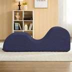 Mjkone Chaise Longue de Yoga en Velours Côtelé, Canapé de Yoga Incurvé avec Appui-Tête/Coussin Lombaire/Repose-Pieds Amovibles, Base Antidérapante