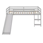 Lit mezzanine bas Whisen de 79,5L x 41,8l, élégant, de taille double, avec échelle intégrée et toboggan, conception multifonctionnelle