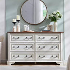 Commode à 6 tiroirs SinCiDo pour chambre à coucher, commode rustique en bois de style ferme, commode vintage de 54 po de largeur pour salon