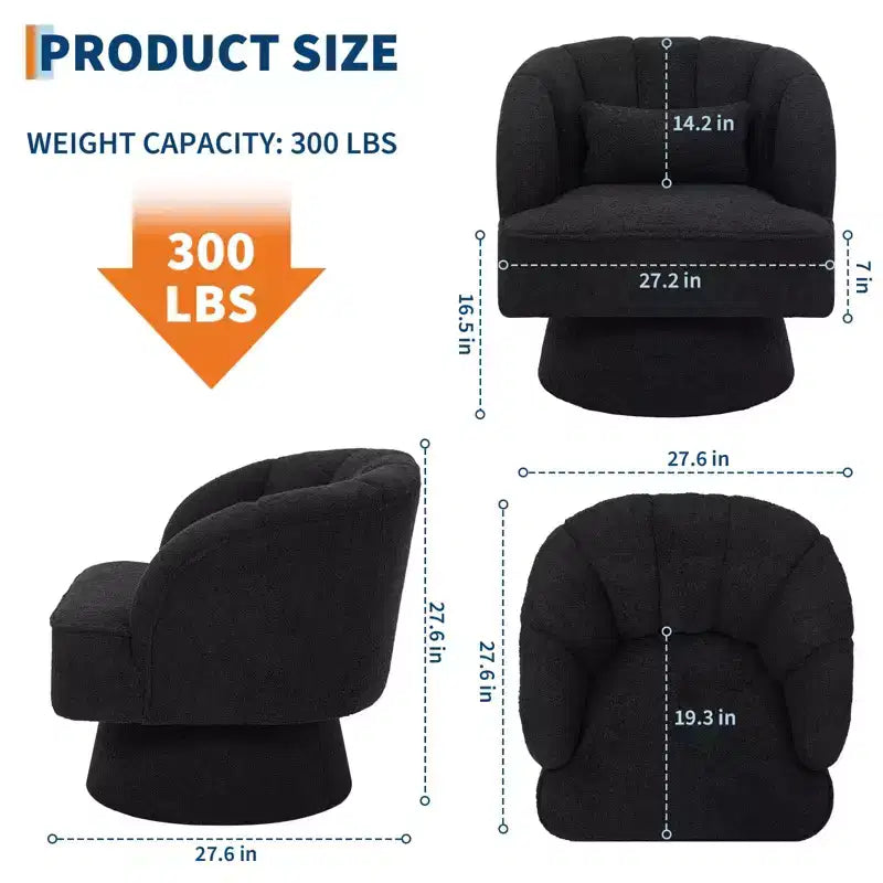 Fauteuil d'appoint pivotant moderne avec dossier rayé et coussin moelleux - Chaise longue ronde rembourrée