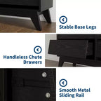 Commode à 6 tiroirs pour chambre à coucher, commode moderne de 120 cm, meuble TV en bois, armoire de rangement pour placard ou salon, noir