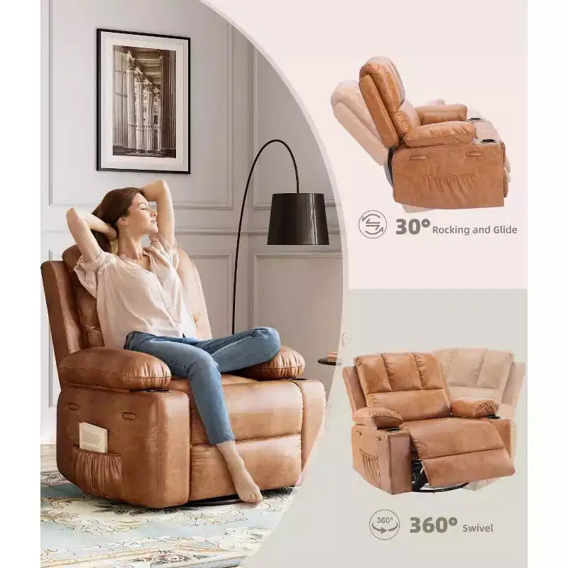 Fauteuil inclinable manuel, canapé inclinable en cuir PU, fauteuil moderne et confortable pour chambre ou salon, fauteuil inclinable en cuir pour adultes