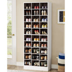 Meuble à chaussures haut 30 paires, étagère de rangement à chaussures en bois blanc 10 niveaux pour placard, entrée - 10 niveaux