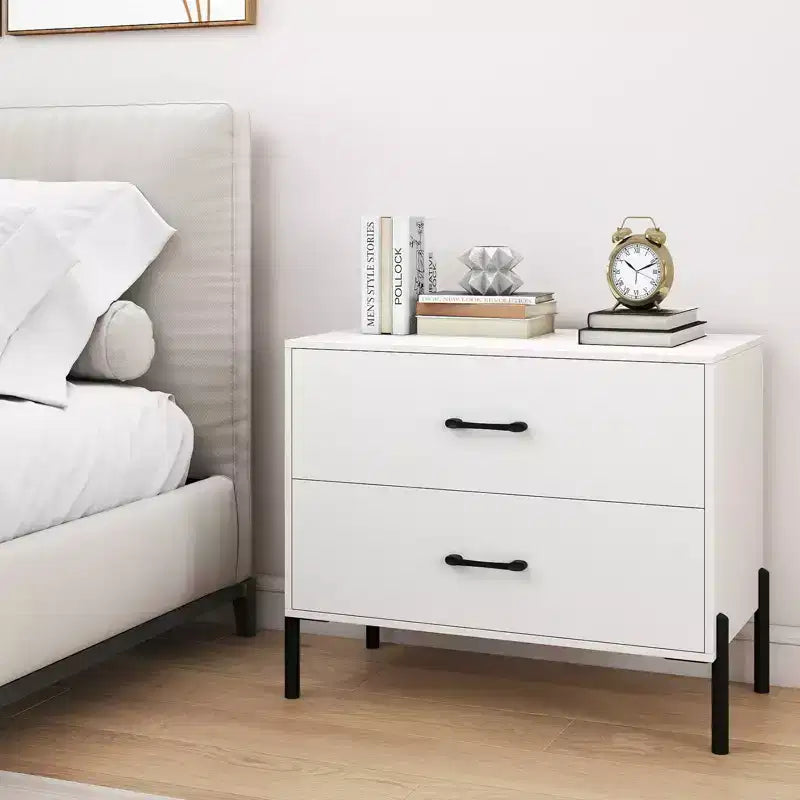 Commode à 2 tiroirs Costway avec pieds et poignées en métal, tiroirs et kits anti-basculement pour placard