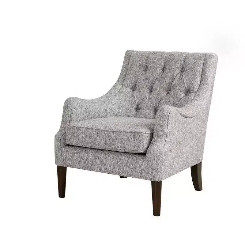 Okak Fauteuil d'appoint contemporain avec boutons capitonnés, coussin rembourré et pieds en bois, pour salon, chambre ou coin lecture