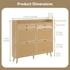 Meuble de rangement pour chaussures en rotin, table d'entrée de style ferme avec 4 tiroirs basculants et 2 tiroirs, organiseur de chaussures en bois pour entrée, couloir