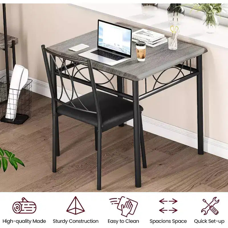 Ensemble de table à manger carrée Acekool pour 2, table de cuisine 3 pièces peu encombrante et chaises rembourrées, petit appartement