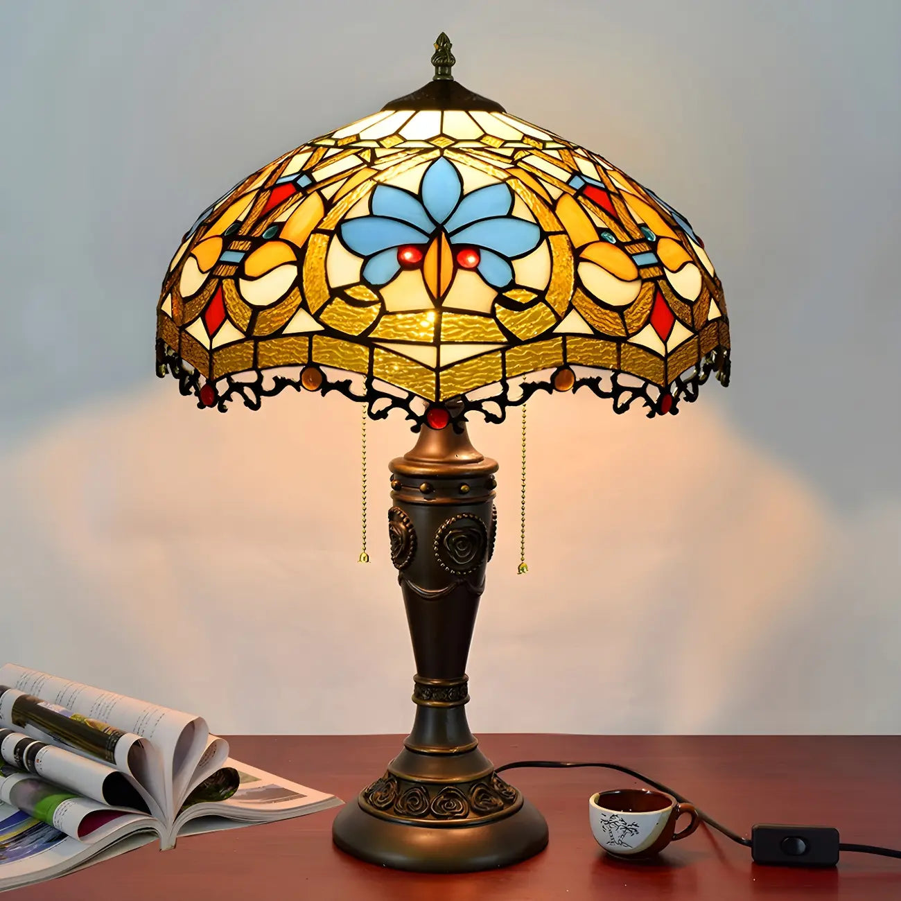 HomeyFad Lampe de table à 2 lumières dôme en verre inoxydable vintage