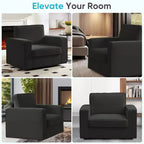 Mjkone Fauteuil pivotant moderne 360°, Fauteuil carré rembourré, Canapé simple confortable en chenille