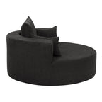 Fauteuil baril accent en chenille, Fauteuil de salon, Fauteuil rond avec base pivotante à 360 degrés et 3 coussins amovibles