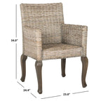 Chaise de salle à manger en rotin tressé avec accoudoirs, lot de 2