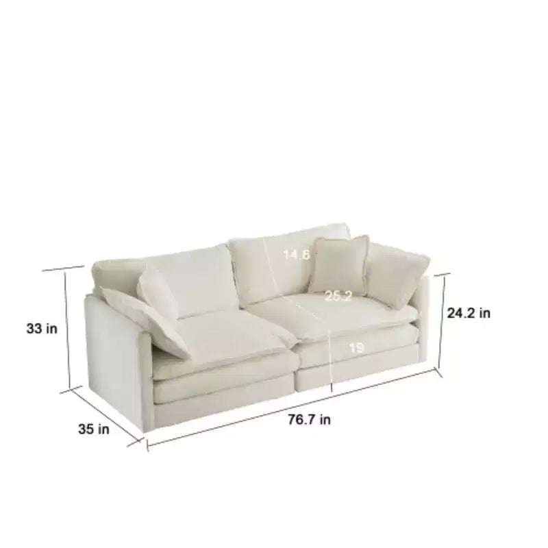 Canapé d'angle contemporain 3 pièces - Sièges profonds et surdimensionnés, style moderne