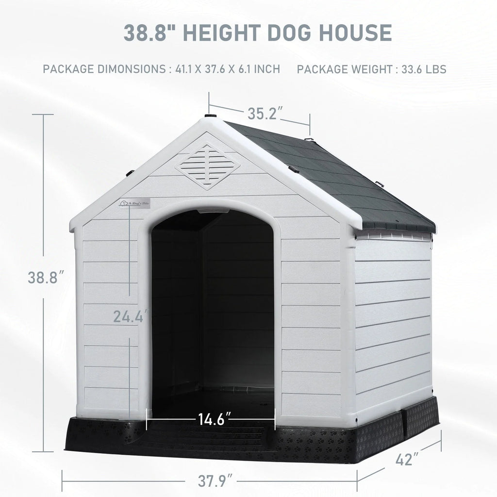 Niche pour chien en plastique BOSSIN, pour chiens de petite à grande taille, abri isolé intérieur/extérieur avec plancher surélevé