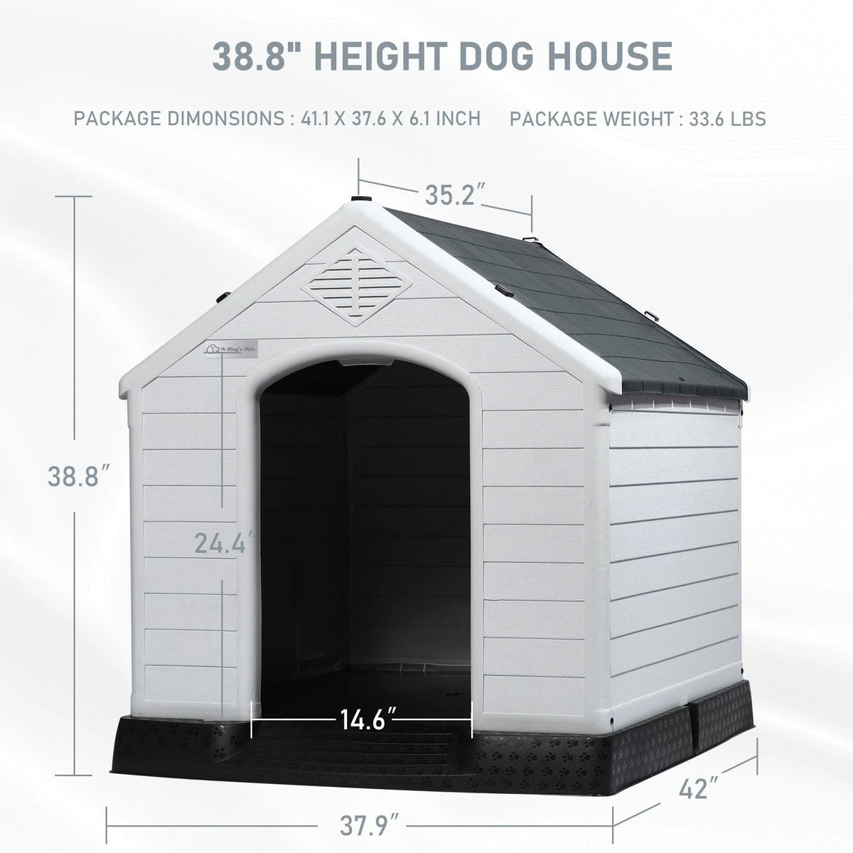Niche pour chien en plastique BOSSIN, pour chiens de petite à grande taille, abri isolé intérieur/extérieur avec plancher surélevé