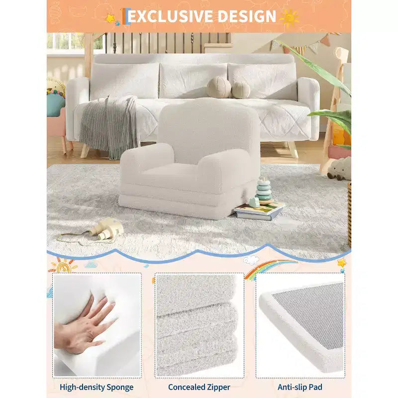 Canapé et fauteuil pour enfants 2-en-1 – Sofa en mousse pliable pour tout-petits