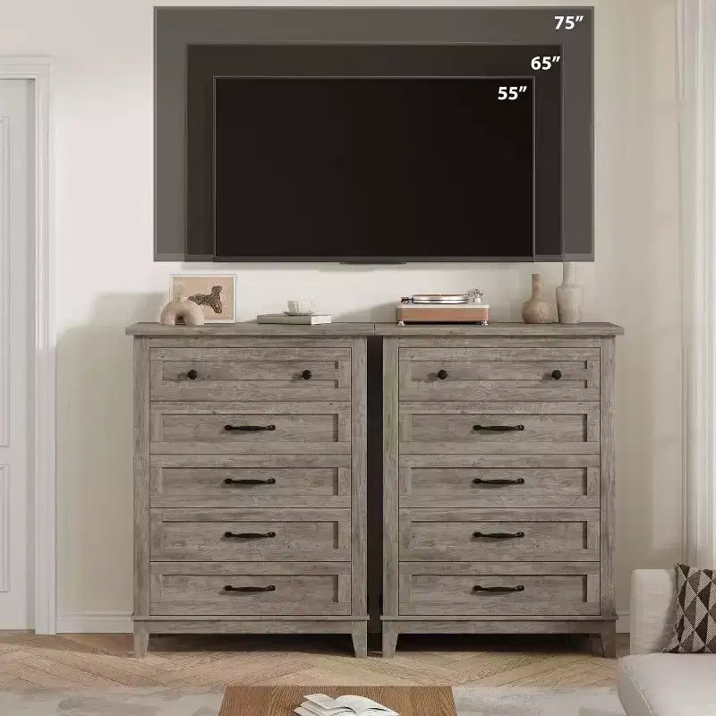 Commode à 5 tiroirs pour chambre à coucher, commode verticale haute de 105 cm avec rangement, commode de rangement en bois pour salon, chambre à coucher