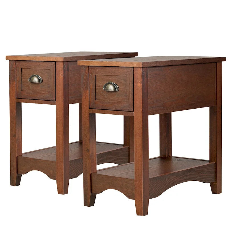Gymax Lot de 2 Tables d'appoint Contemporaines Compactes avec Tiroir - 13" X 22" X 23" (L x l x H)