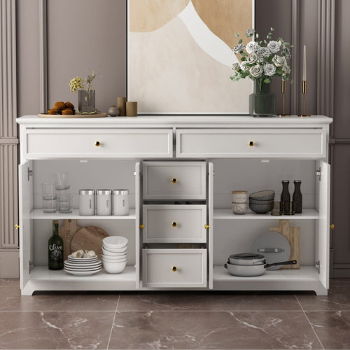 Buffet bahut 150 cm blanc laqué moderne contemporain du milieu du siècle