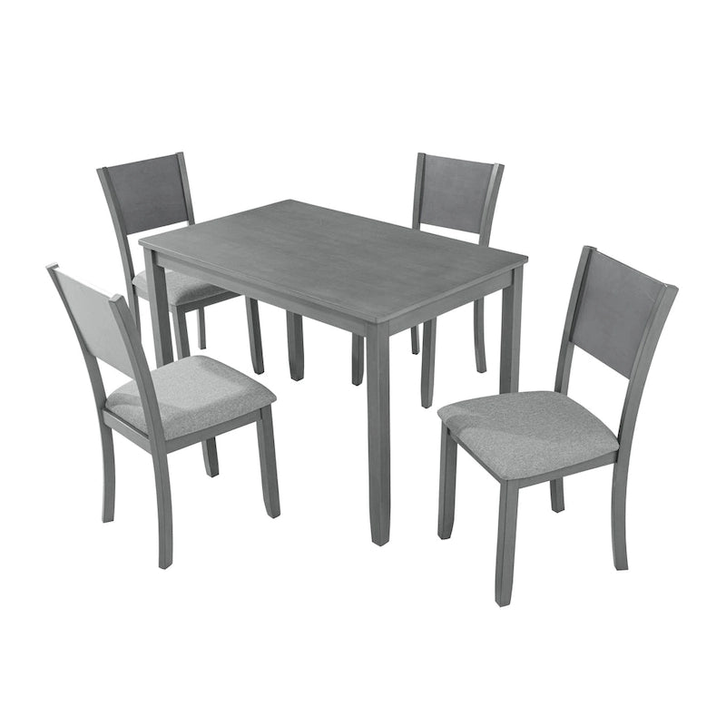 Ensemble de salle à manger moderne 5 pièces avec table rectangulaire hauteur comptoir et 4 chaises rembourrées