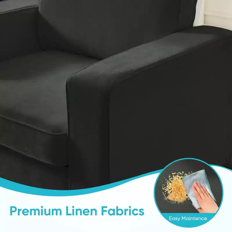 Mjkone Fauteuil pivotant moderne 360°, Fauteuil carré rembourré, Canapé simple confortable en chenille