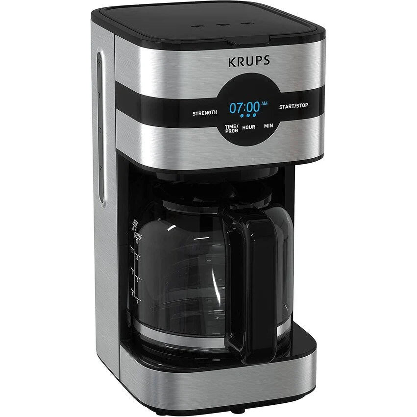 Cafetière numérique 10 tasses, acier inoxydable noir, programmation de l'infusion, pause et service automatiques