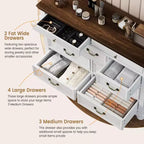 Commode de Ferme à 9 Tiroirs pour Chambre à Coucher, Large Commode Rustique en Bois de 47" avec 9 Tiroirs et Poignées en Métal, Grand Organiseur de Rangement