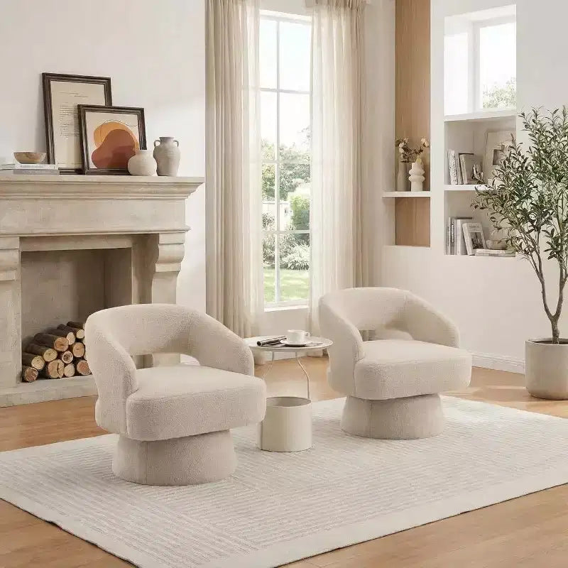 Fauteuil pivotant rond en velours – Fauteuil lounge moderne avec dossier rayé et coussin moelleux, chaise d'appoint élégante pour salon, chambre à coucher