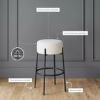 Nathan James Lot de 4 tabourets de bar sans dossier Isaac hauteur comptoir Boucle Blanc