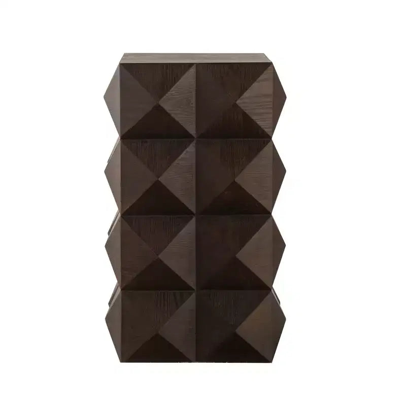 Table d'appoint de 12 W Table de chevet Table basse Table de chevet avec motif en relief tridimensionnel, Naturel/Noir/Marron-ModernLuxe