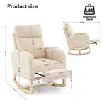 Fauteuil à bascule pour chambre d'enfant, Fauteuils à bascule d'allaitement avec repose-pieds, Fauteuil inclinable à bascule confortable avec pochette latérale, pour salon, chambre à coucher