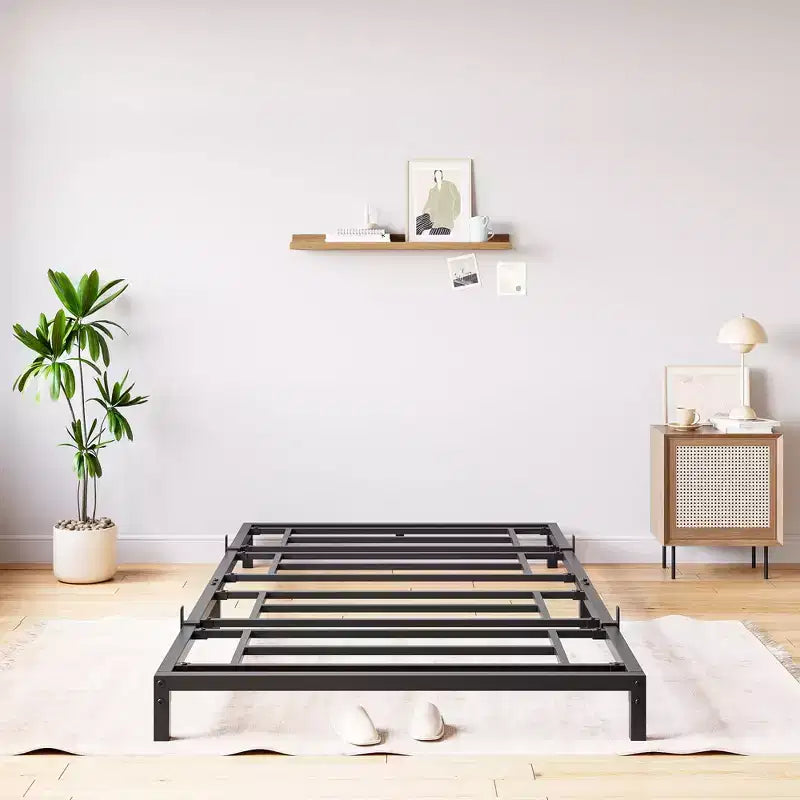 Whizmax Cadre de Lit 6 Pouces Sans Sommier Tapissier, Cadre de Lit Plateforme en Métal Robuste Taille Double pour Chambre, Montage Facile, Silencieux, Noir