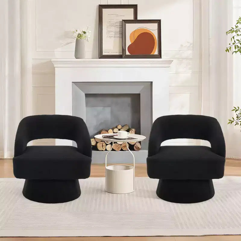 Fauteuil pivotant - Fauteuil moderne rembourré avec dossier rayé et rembourrage moelleux, chaise longue ronde pour salon, chambre à coucher (1 pièce)