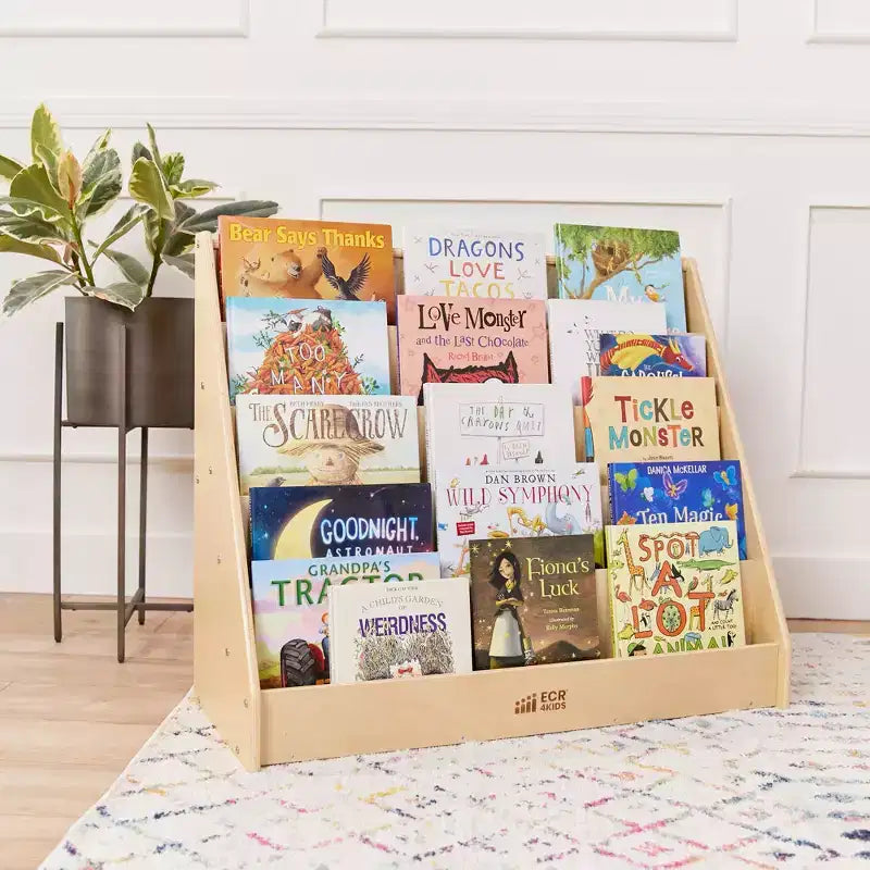 ECR4Kids Étagère à Livres et de Présentation en Bois, Simple Face, Montessori