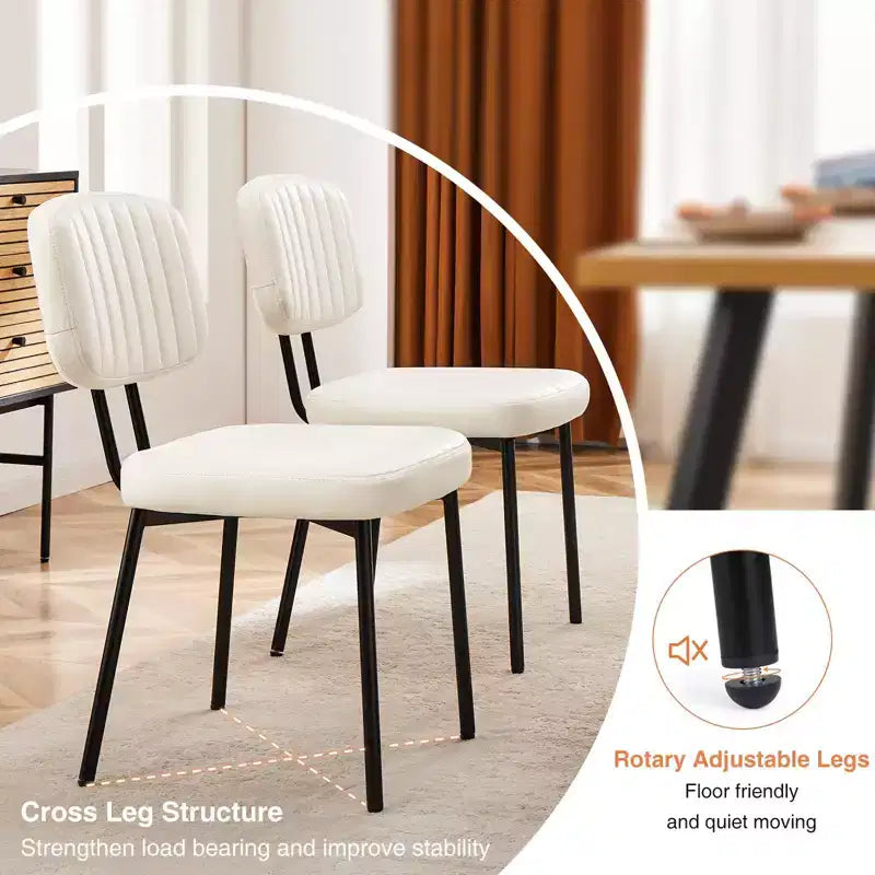 Okak Chaise de salle à manger capitonnée en similicuir avec cadre en métal, lot de 2 chaises d'appoint pour salle à manger, cuisine