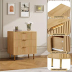 Commode à 3 tiroirs pour chambre à coucher, commode cannelée avec grands tiroirs et pieds dorés robustes, commodes et chiffonniers pour chambre à coucher, salon