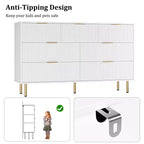 Commode moderne à 7 tiroirs cannelés avec poignées dorées, large commode de rangement en bois pour chambre à coucher, salon, entrée