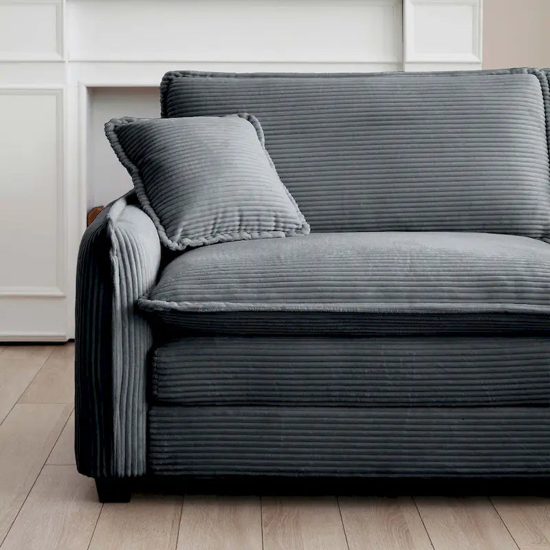 Canapé sectionnel modulaire en velours côtelé 6 places en U surdimensionné avec poufs