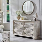 Commode à 6 tiroirs SinCiDo pour chambre à coucher, commode rustique en bois de style ferme, commode vintage de 54 po de largeur pour salon