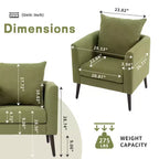 Fauteuil d'appoint en tissu fin, chaise de lecture pour salon avec revêtement doux et oreiller, fauteuil avec pieds en bois massif pour le salon ou la chambre à coucher