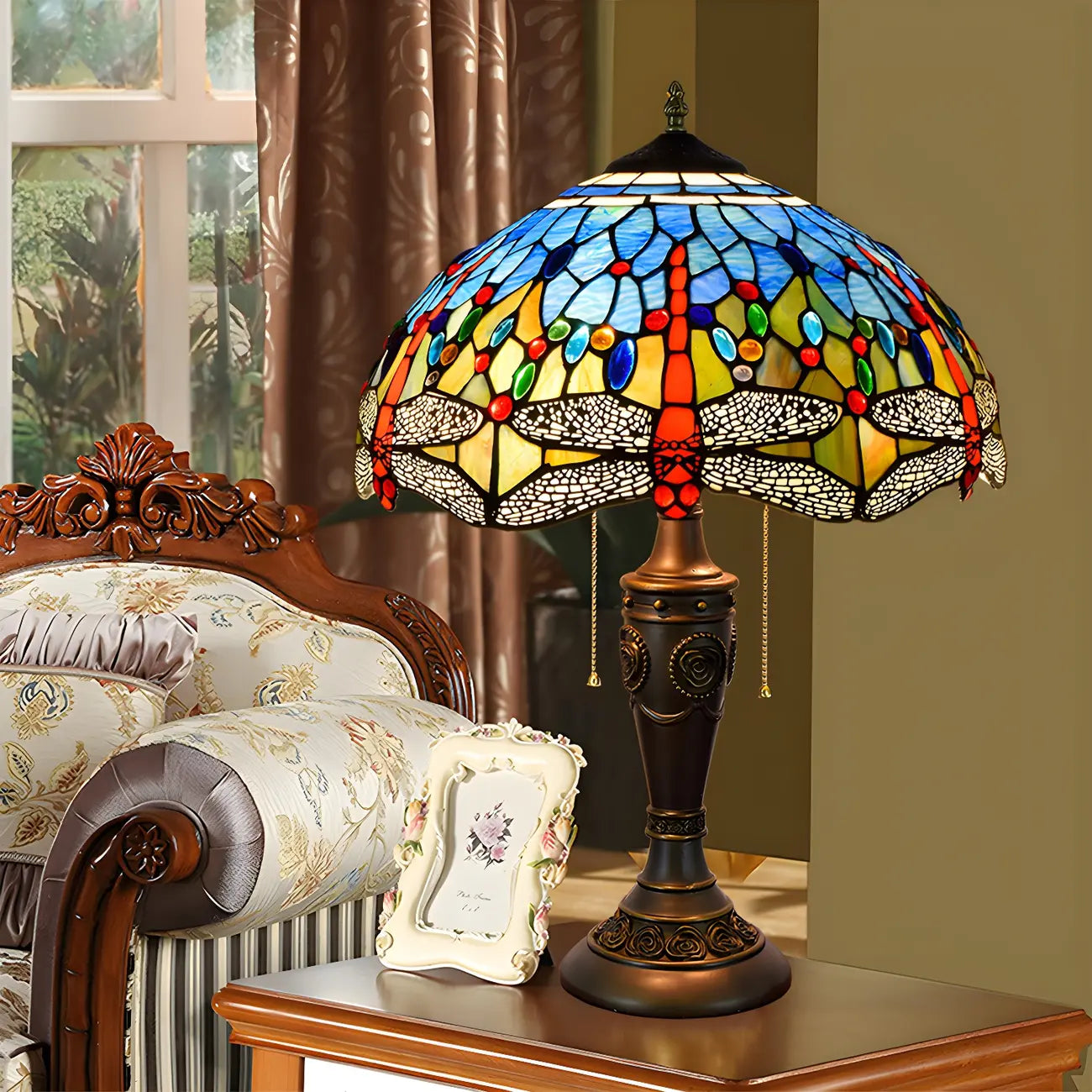 HomeyFad Lampe de table à 2 lumières dôme en verre inoxydable vintage